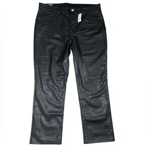 GAP Black High Rise Vegan Leather Vintage Slim Pants sz 16 Short
